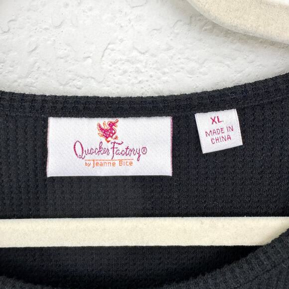 Quacker Factory Womens Long Sleeve Waffle Top Size XL Thanksgiving Harvest Jewel - Picture 2 of 7